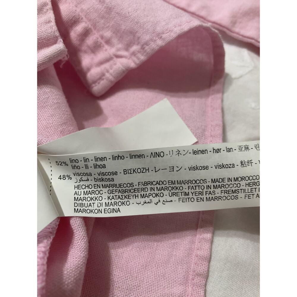 Zara Linen blend Light Pink Button-Down Shirt Size XL Beachy Resort - Picture 9 of 11